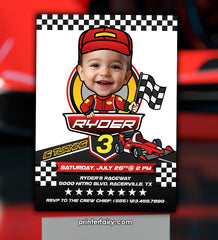 Racing Car Birthday Invitation, Personalized Photo, Any Age (Digital Printable)