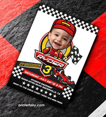 Racing Car Birthday Invitation, Personalized Photo, Any Age (Digital Printable)
