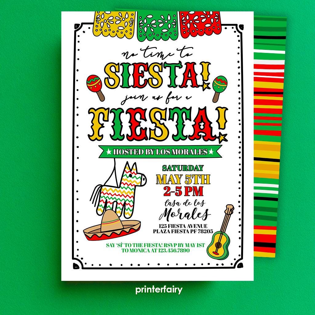 Cinco de Mayo Fiesta Invitation, Editable Mexican Party Invite (Digital Download)
