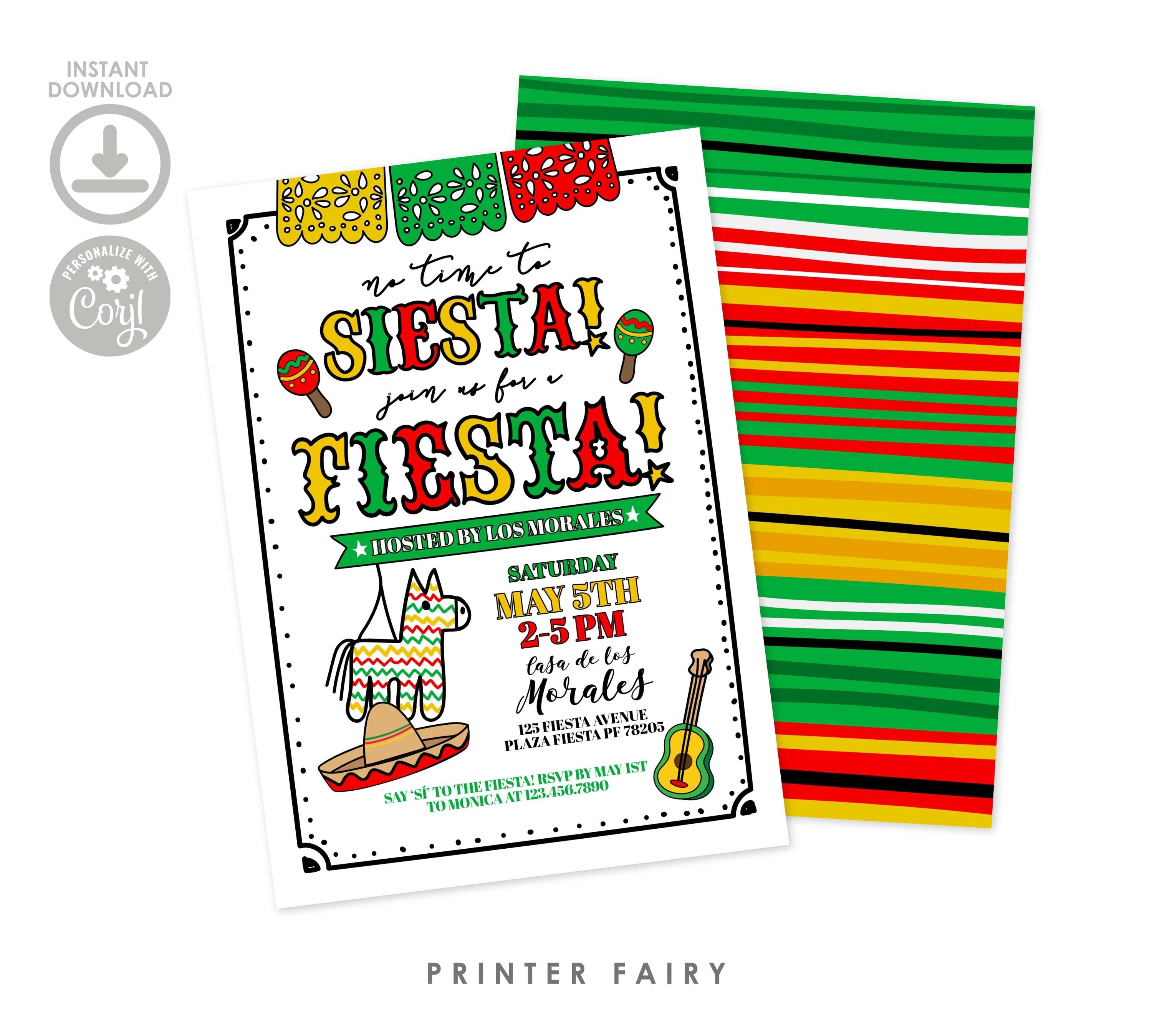 Cinco de Mayo Fiesta Invitation, Editable Mexican Party Invite (Digital Download)
