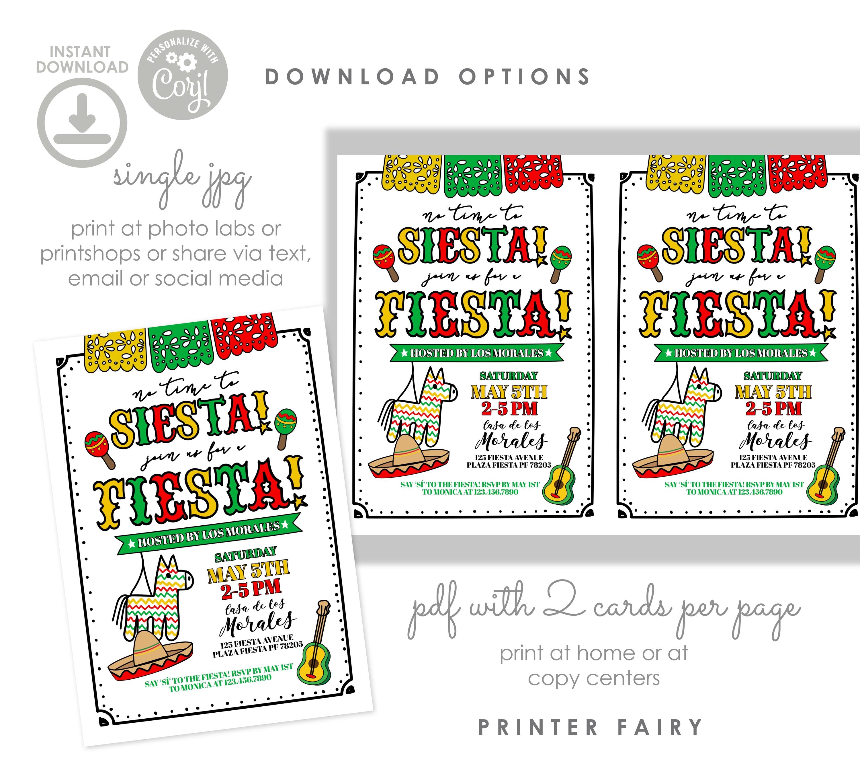 Cinco de Mayo Fiesta Invitation, Editable Mexican Party Invite (Digital Download)