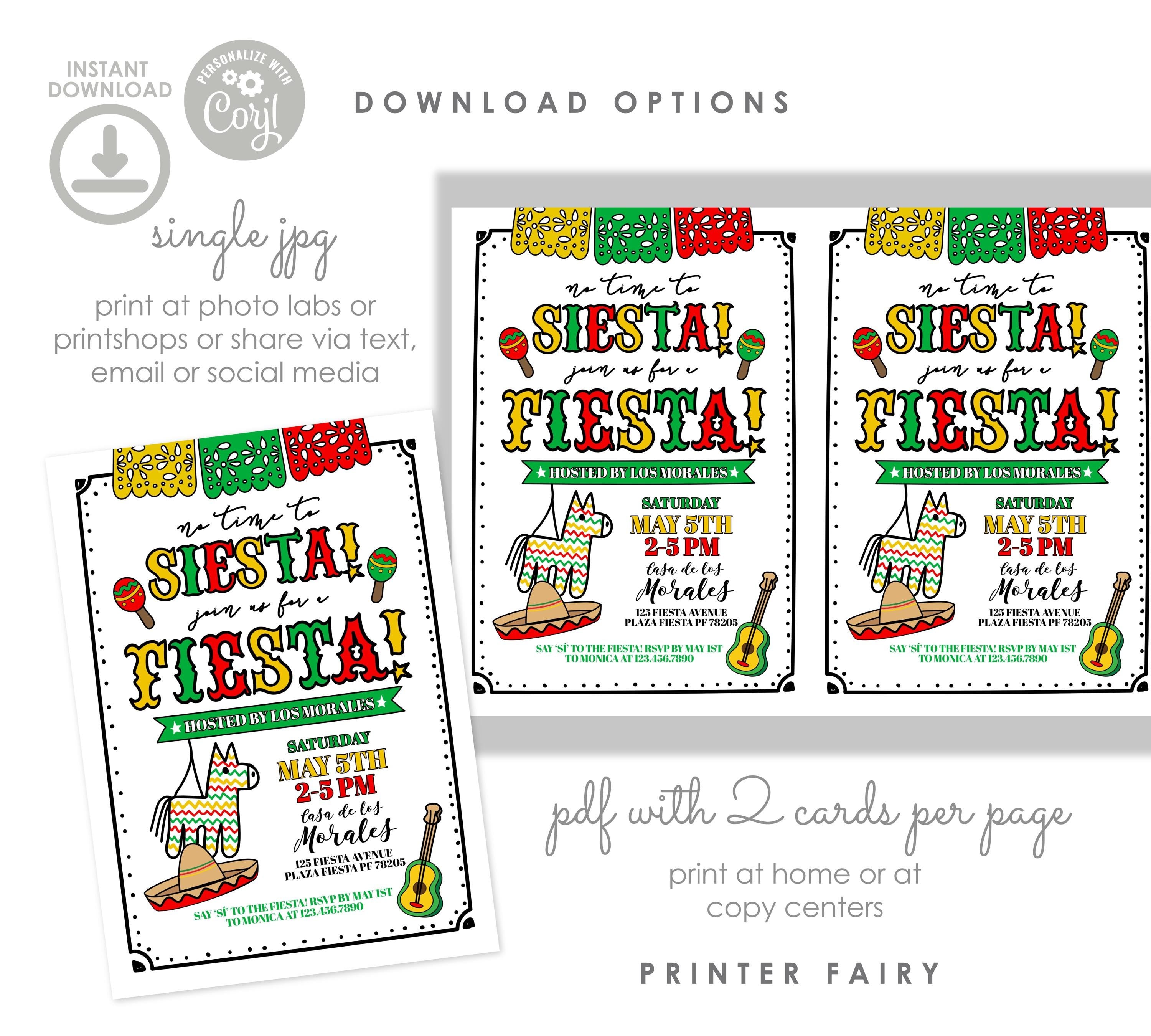 Cinco de Mayo Fiesta Invitation, Editable Mexican Party Invite (Digital Download)