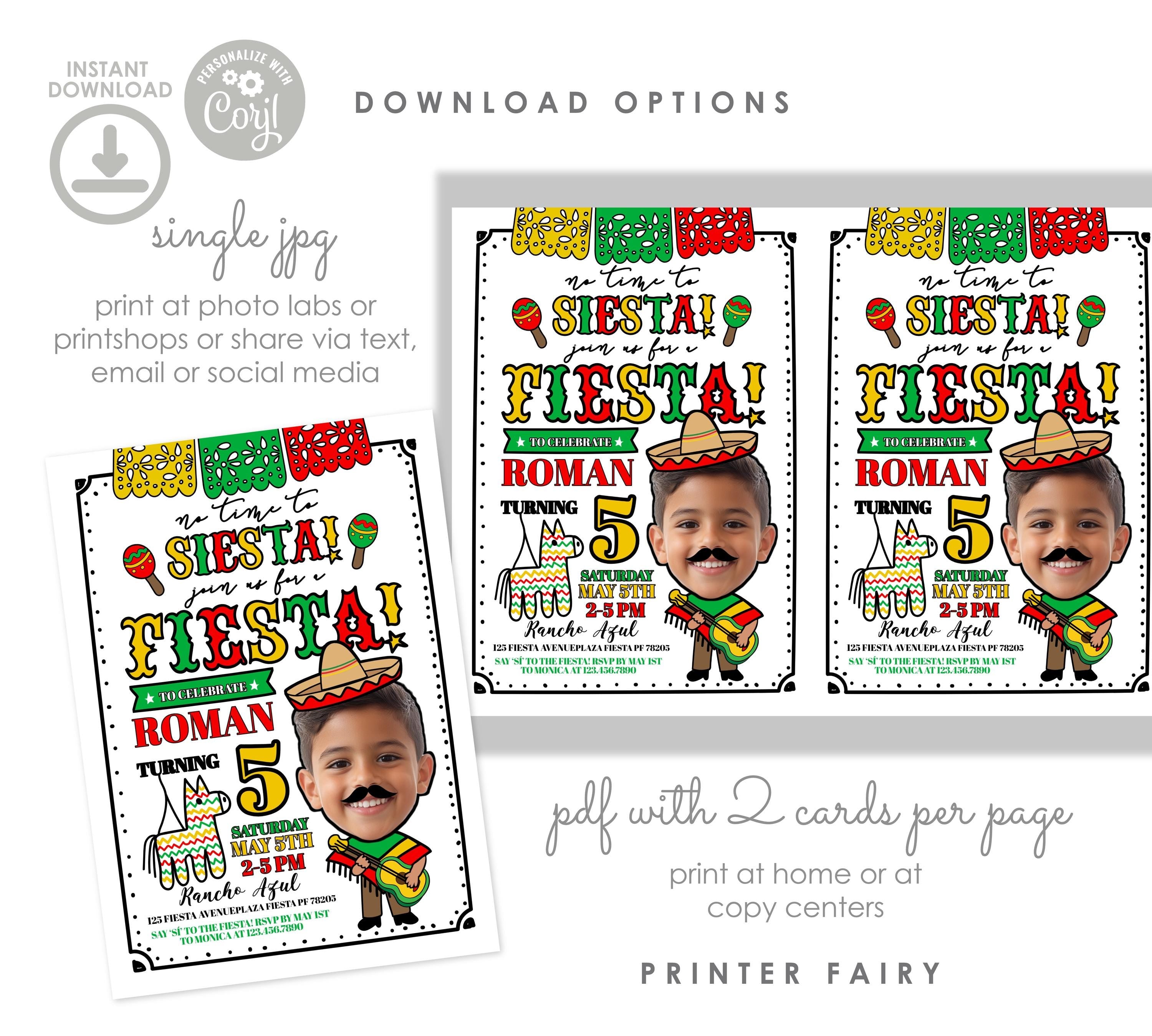 Cinco de Mayo Birthday Invitation, Fiesta Party Template, Editable (Digital Download)