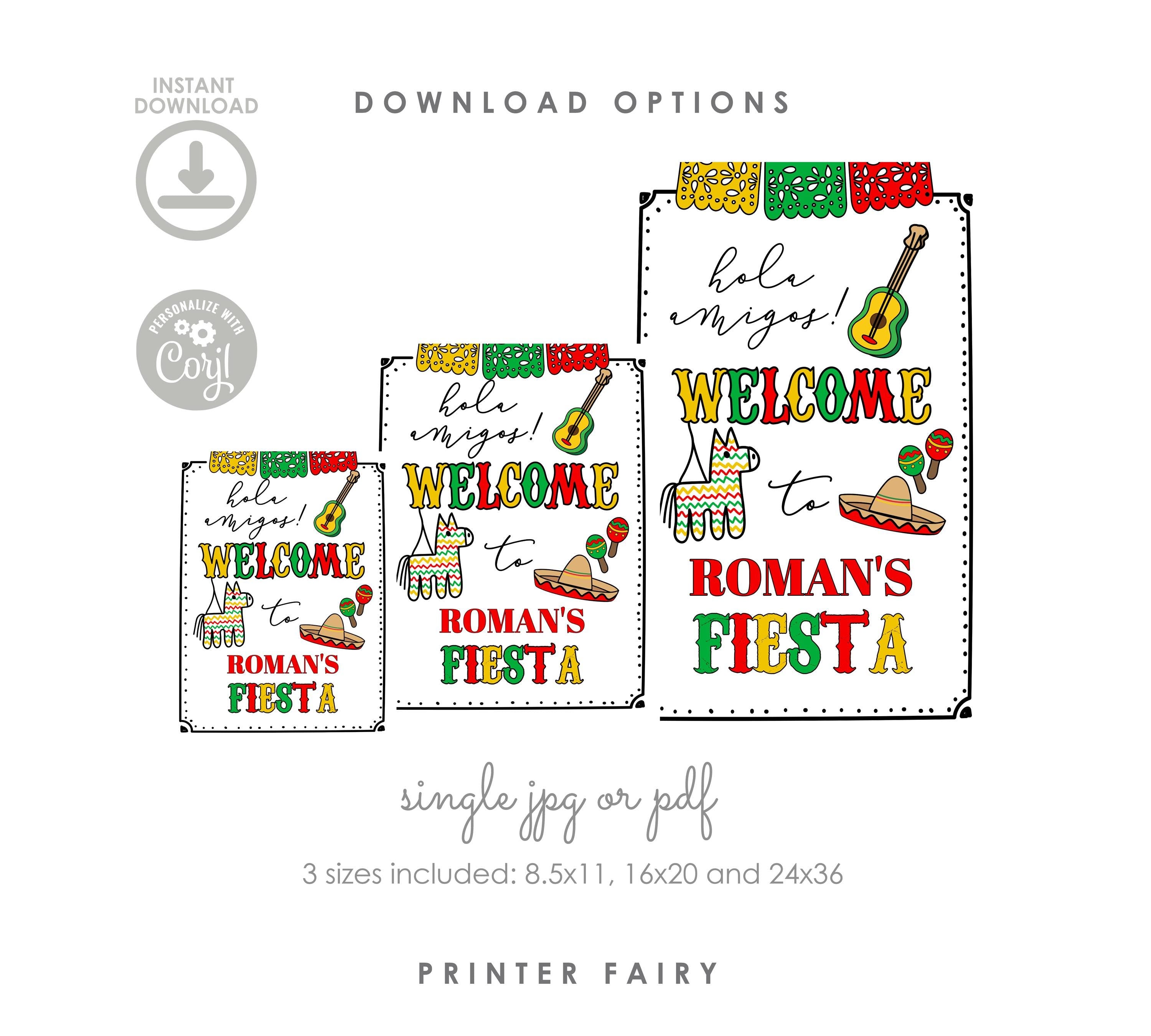 Editable Cinco de Mayo Welcome Sign, Fiesta Party Printable Decorations (Instant Download)