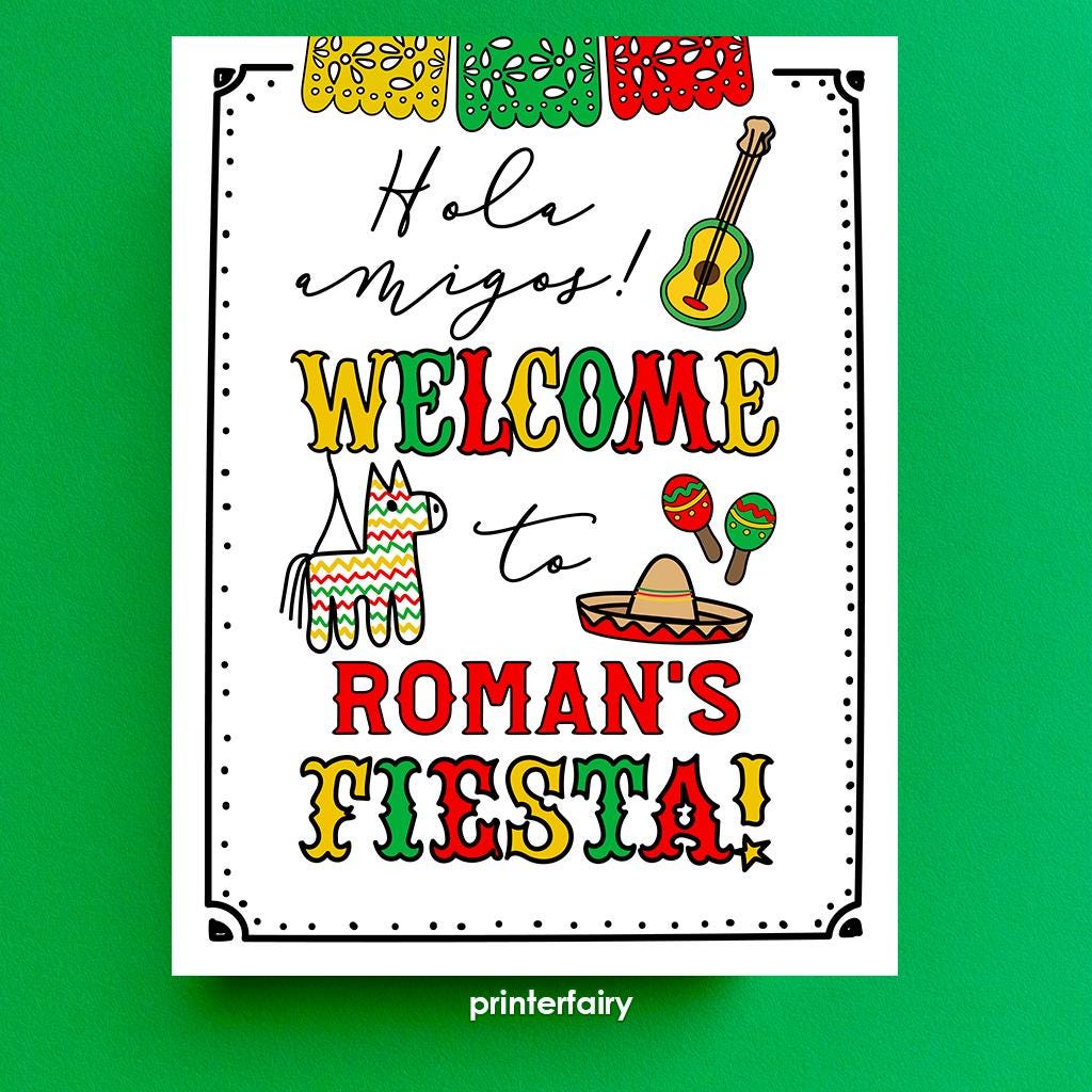 Editable Cinco de Mayo Welcome Sign, Fiesta Party Printable Decorations (Instant Download)