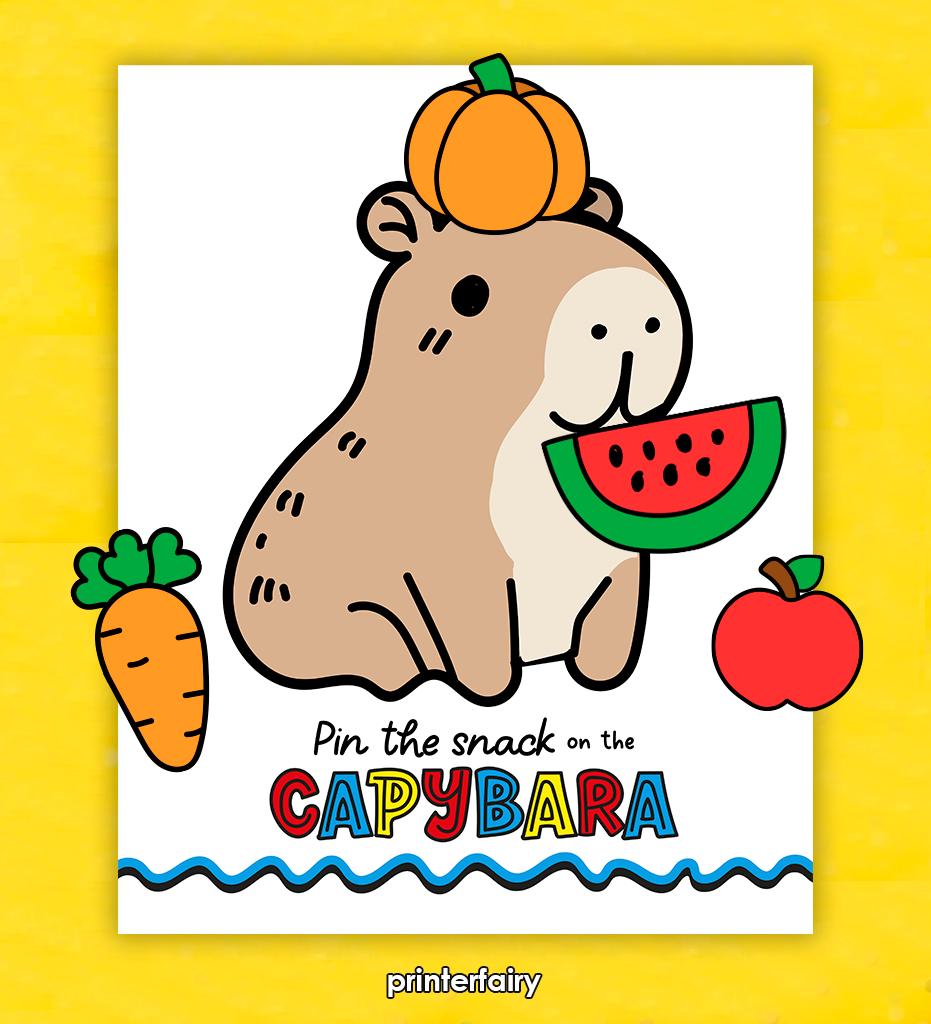 Capybara Birthday Party Game, Pin the Snack Printable (Instant Download)