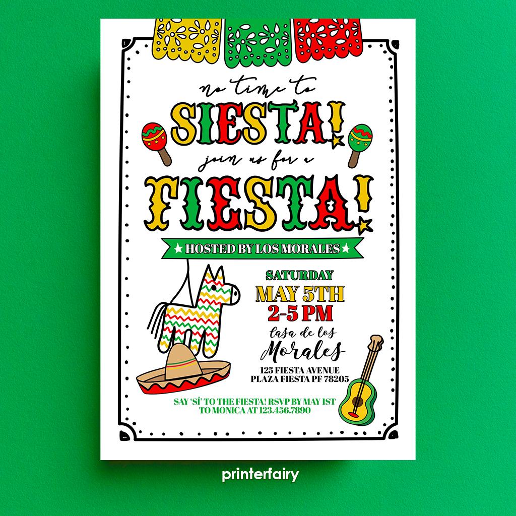Cinco de Mayo Fiesta Invitation, Editable Mexican Party Invite (Digital Download)