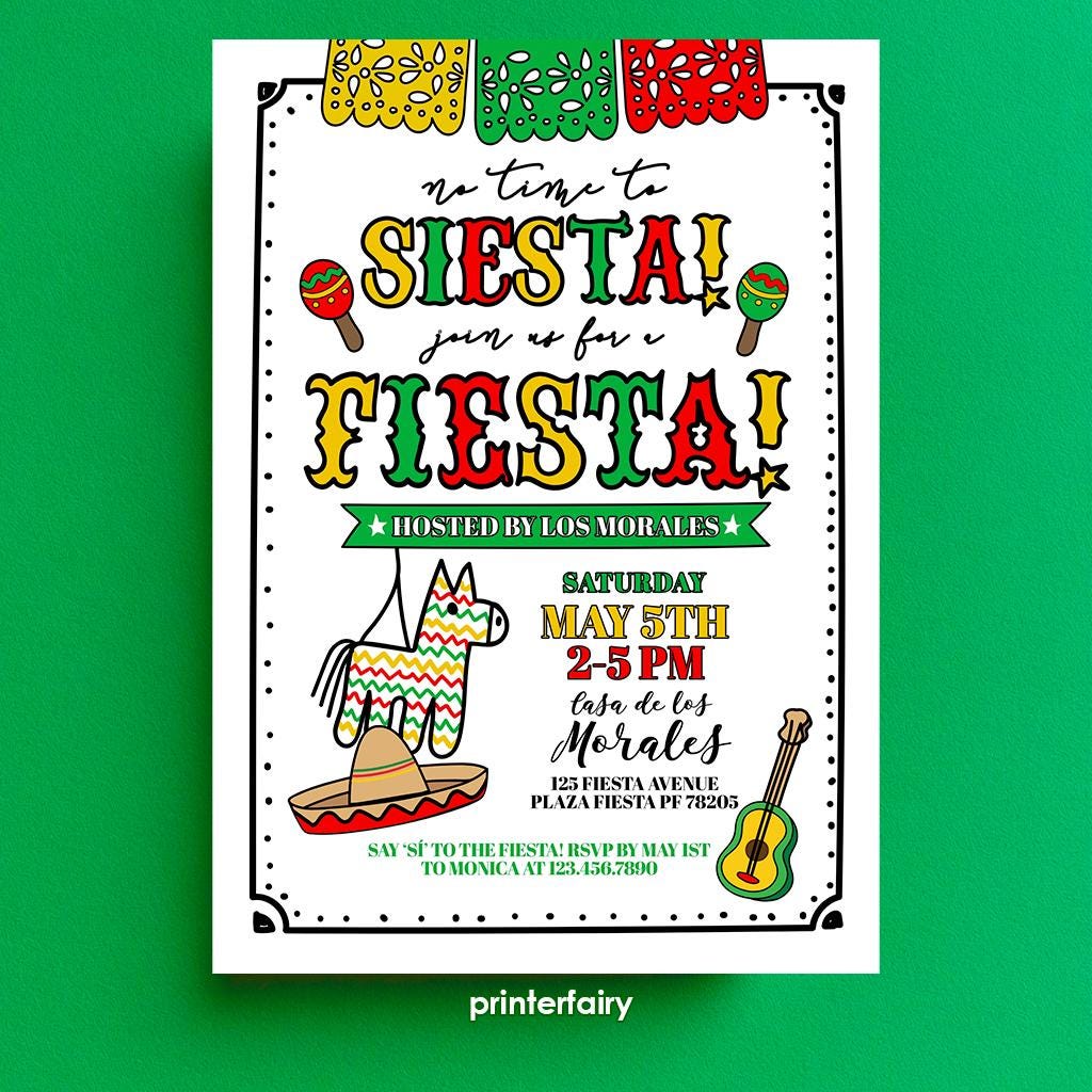 Cinco de Mayo Fiesta Invitation, Editable Mexican Party Invite (Digital Download)