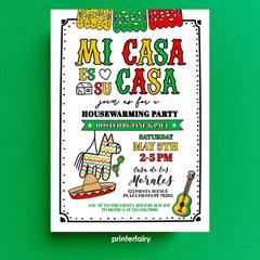 Mexican Fiesta Housewarming Invitation, Editable Template (Digital Download)