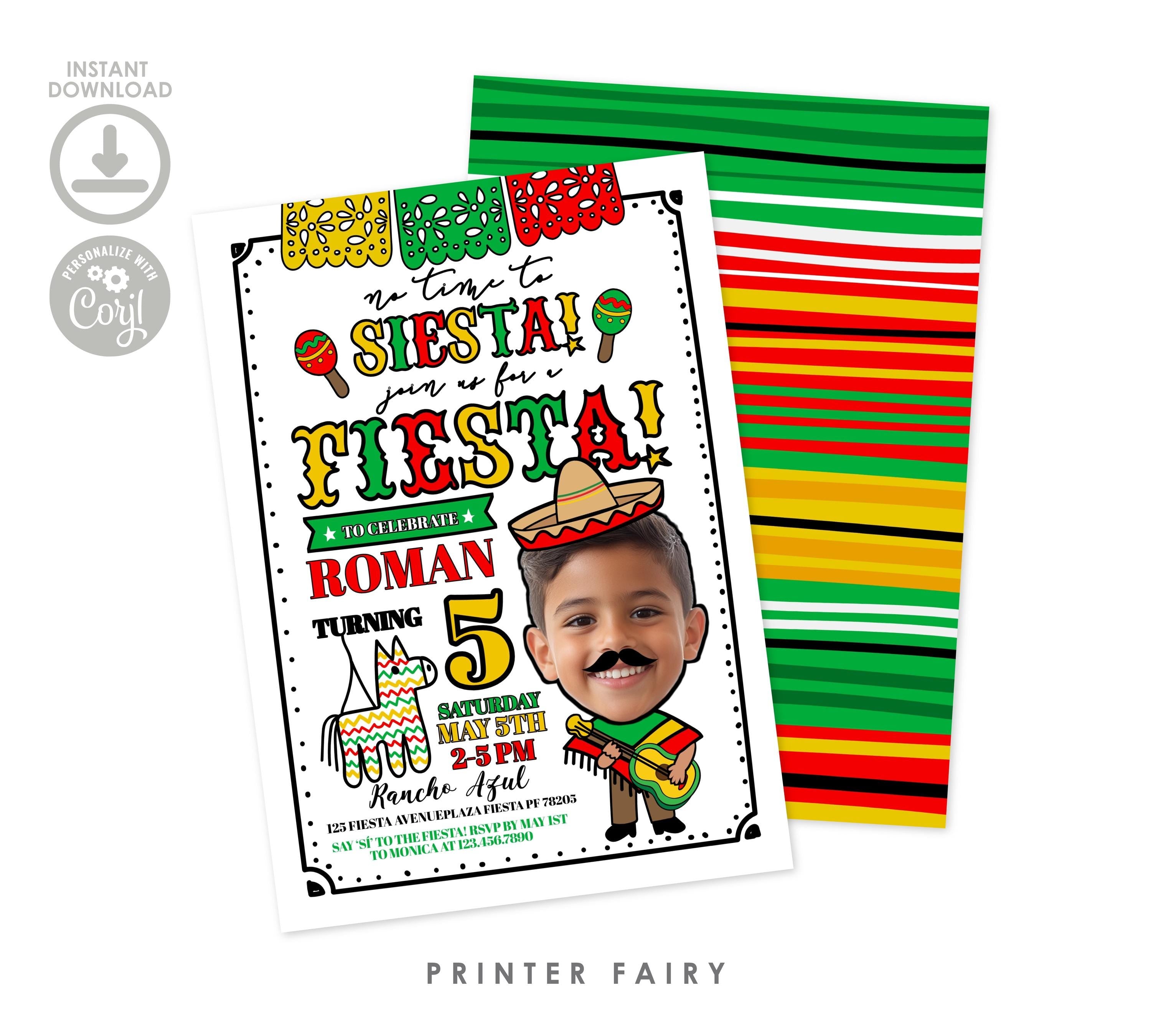 Cinco de Mayo Birthday Invitation, Fiesta Party Template, Editable (Digital Download)