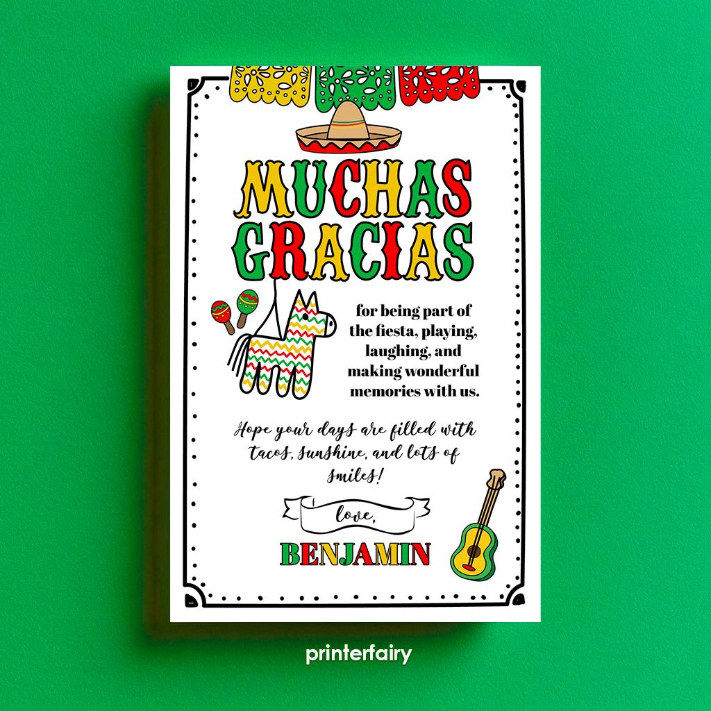 Cinco de Mayo Thank You Cards, Mexican Fiesta, Printable Template (Digital Download)