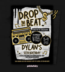 Hip Hop Birthday Invitation, Graffiti Dance Party (Instant Download)