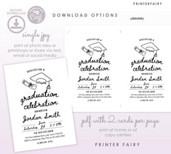 Editable Graduation Party Invitation Template, Modern Invite (Instant Download)