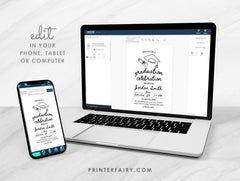 Editable Graduation Party Invitation Template, Modern Invite (Instant Download)