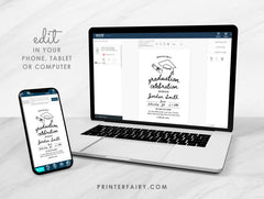 Editable Graduation Party Invitation Template, Modern Invite (Instant Download)