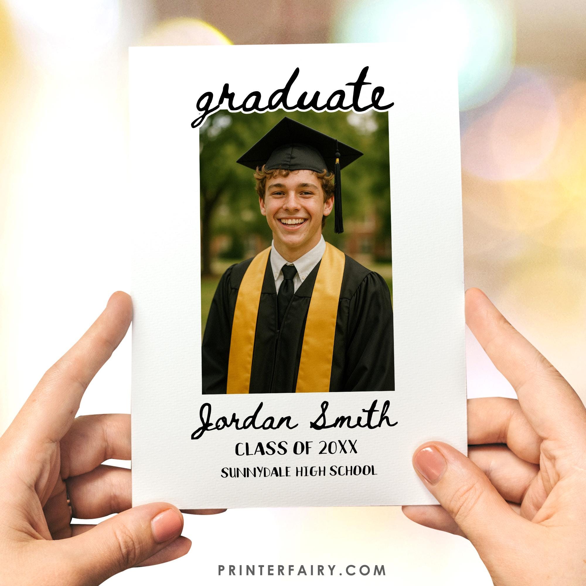 Editable Graduation Party Invitation Template, Modern Invite (Instant Download)