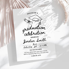 Editable Graduation Party Invitation Template, Modern Invite (Instant Download)