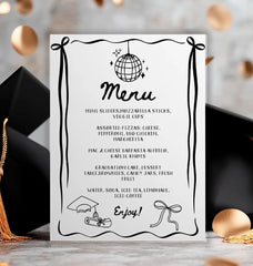 Graduation Party Menu Template, Editable Food Table Sign (Digital Download)