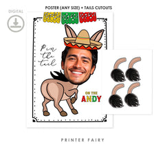 Personalized Photo Pin the Tail Game, Fiesta Bachelorette Party Decor (Digital Download)