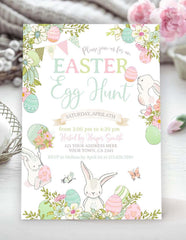 Editable Easter Egg Hunt Invitation, Bunny Party Invite (Instant Download)