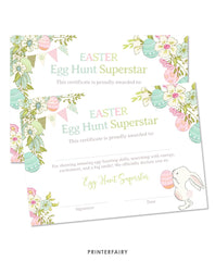 Editable Easter Egg Hunt Certificate, Printable Award (Instant Download)