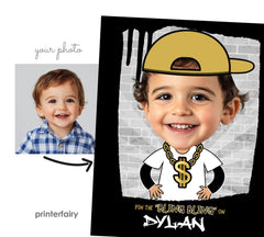 Personalized Hip Hop Photo Game, Pin the Bling Bling Party Activity (Digital Download)
