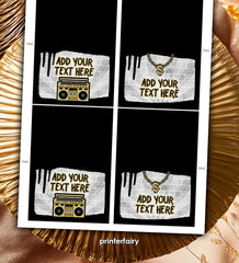 Hip Hop Birthday Food Tents, Music Party Decorations (Editable, Instant Download)