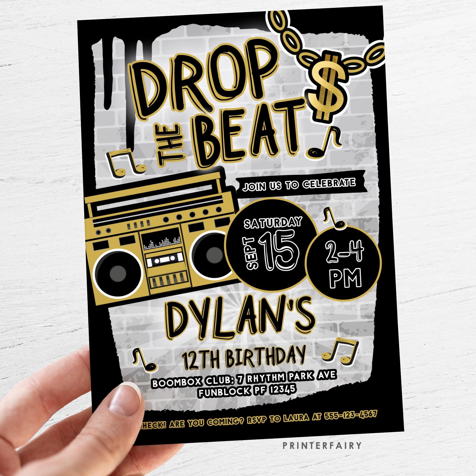 Hip Hop Birthday Invitation, Graffiti Dance Party (Instant Download)