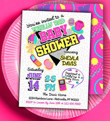 90s Baby Shower Invitation, Nostalgia Theme (Digital or Printable)