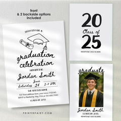Editable Graduation Party Invitation Template, Modern Invite (Instant Download)