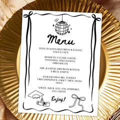 Graduation Party Menu Template, Editable Food Table Sign (Digital Download)