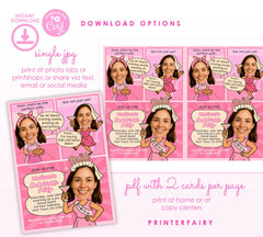 Comic Bachelorette Party Invitation with Photo, Editable Template (Digital Download)