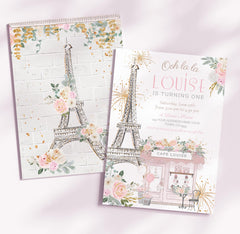 Paris 1st Birthday Invitation Editable Template, Tea Party Invite, Instant Download