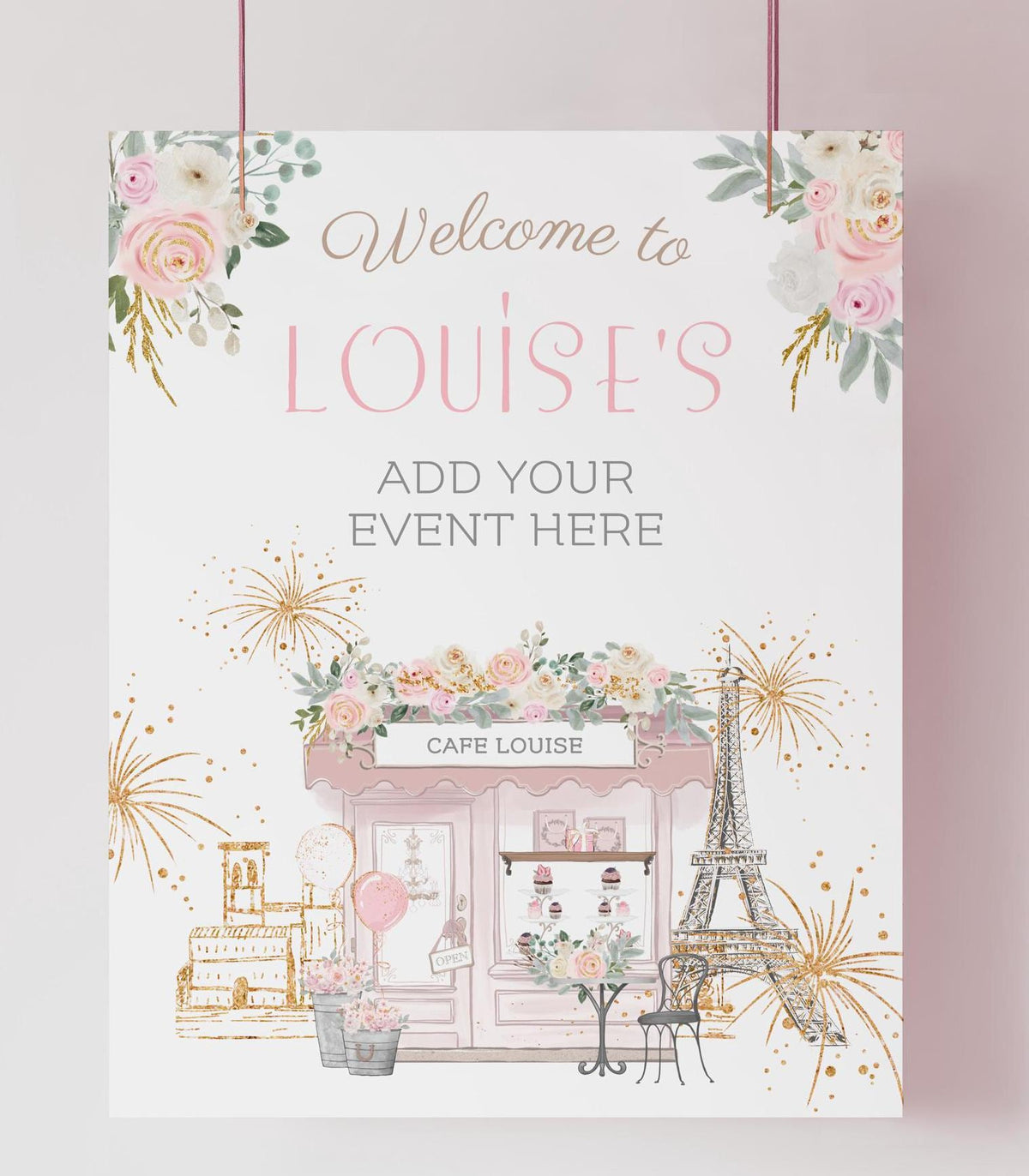 Paris Brunch Welcome Sign Editable Template Patisserie Tea Party Sign, Instant Download
