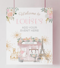 Paris Brunch Welcome Sign Editable Template Patisserie Tea Party Sign, Instant Download