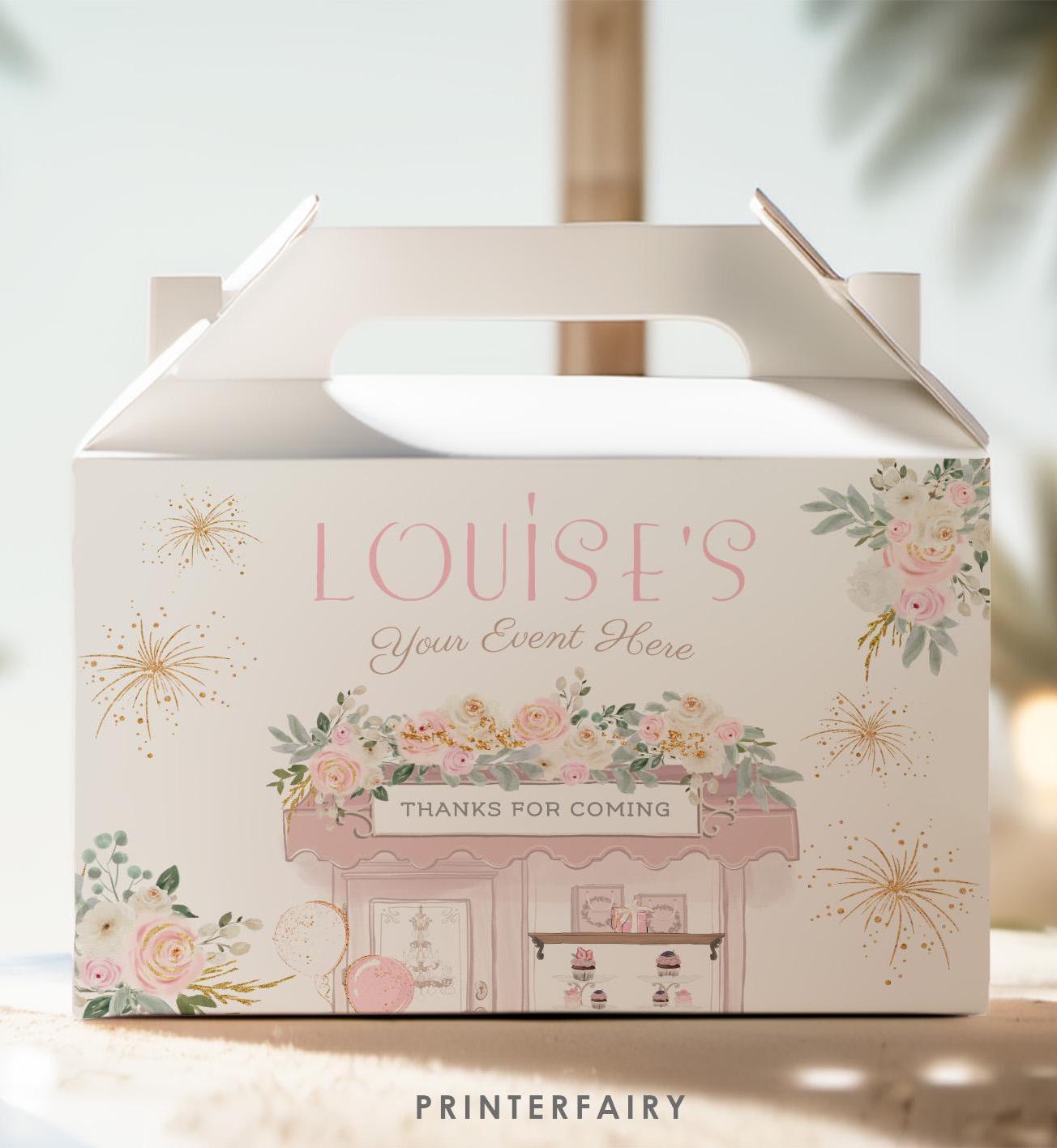 Paris Party Favor Editable Gable Box Label Template, Instant Download