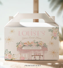 Paris Party Favor Editable Gable Box Label Template, Instant Download