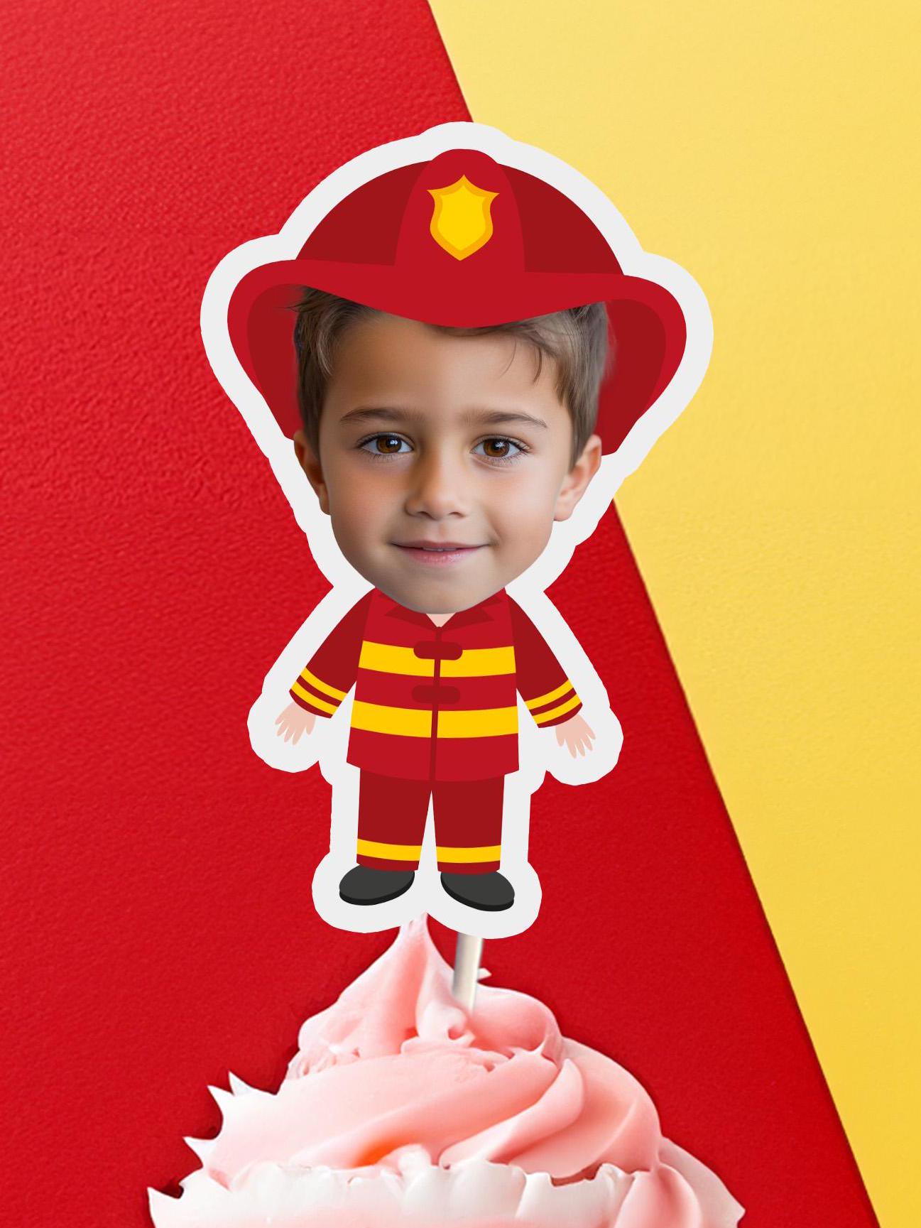 Firefighter Personalized Photo Toppers, Printable Personalized Decorations