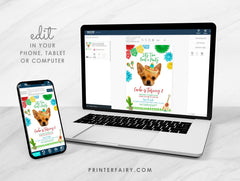 Cinco de Mayo Dog Birthday Invitation, Editable Fiesta Invite (Digital Download)