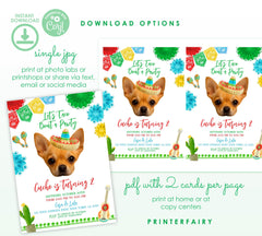 Cinco de Mayo Dog Birthday Invitation, Editable Fiesta Invite (Digital Download)