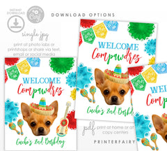 Cinco de Mayo Dog Birthday Welcome Sign, Photo Template (Digital Download)