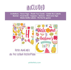 Tutti Frutti 1ST Birthday Party Bundle Editable Templates for any age (Instant Download)