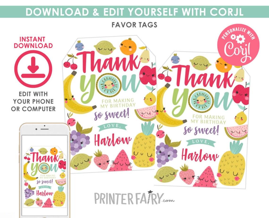 Tutti Frutti 1ST Birthday Party Bundle Editable Templates for any age (Instant Download)