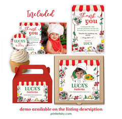 Little Meatball 1st Birthday Party Kit, Italian Theme (Editable, Instant Download)