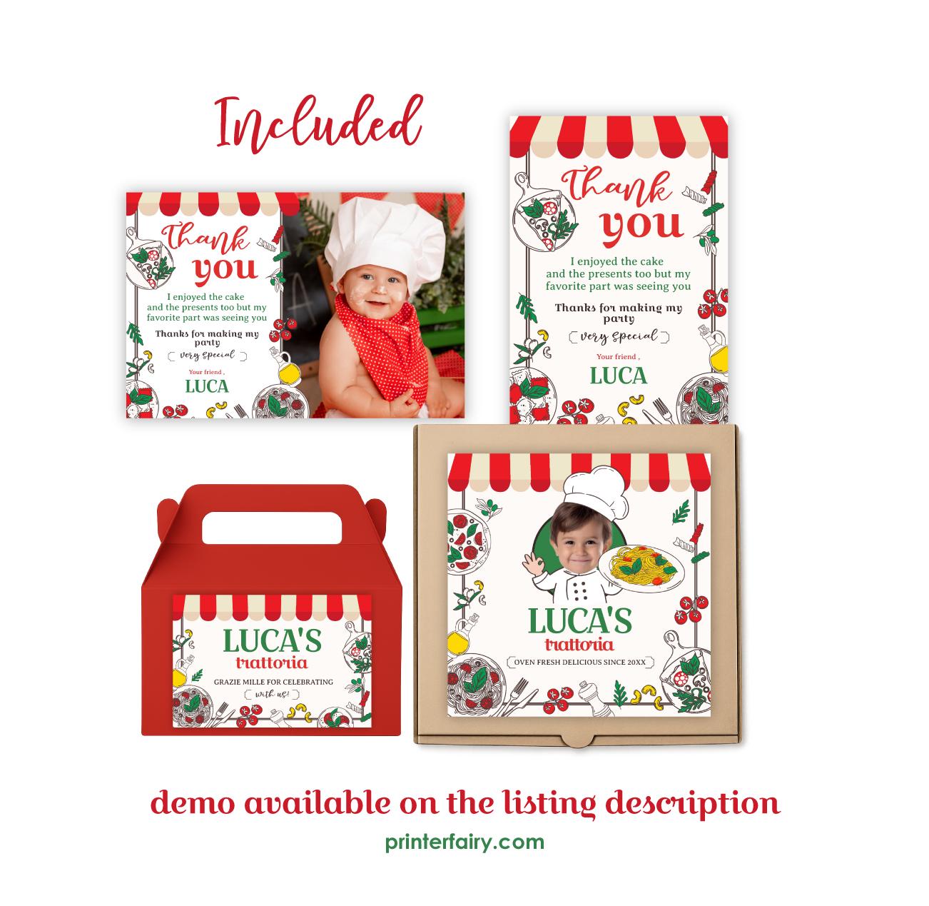 Italian Trattoria Birthday Party Kit, Editable Template (Instant Download)