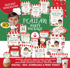 Italian Trattoria Birthday Party Kit, Editable Template (Instant Download)