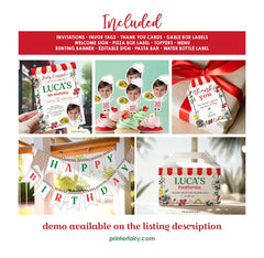 Italian Trattoria Birthday Party Kit, Editable Template (Instant Download)