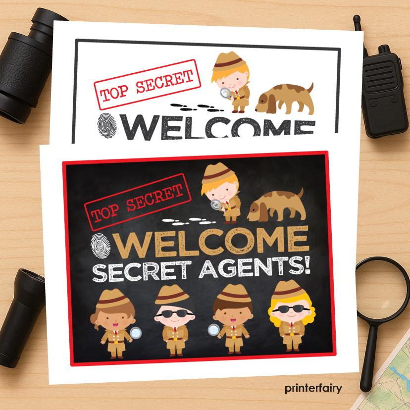 Secret Agent Welcome Sign, Spy Party Decor (Digital File)