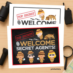 Secret Agent Welcome Sign, Spy Party Decor (Digital File)
