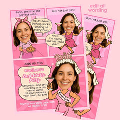 Comic Bachelorette Party Invitation with Photo, Editable Template (Digital Download)